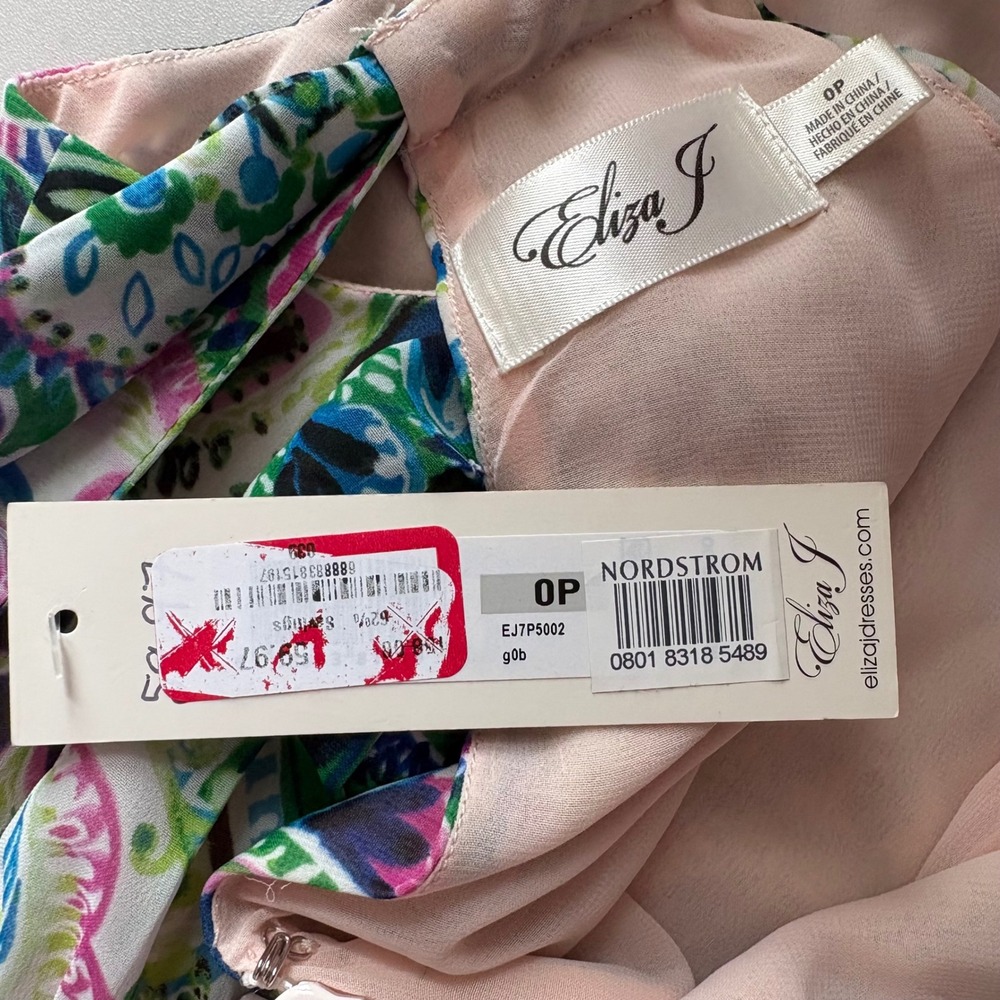 Eliza J Women 0P Maxi Dress Multicolor Paisley Halter Neck Tiered Chiffon NWT - Picture 6 of 8